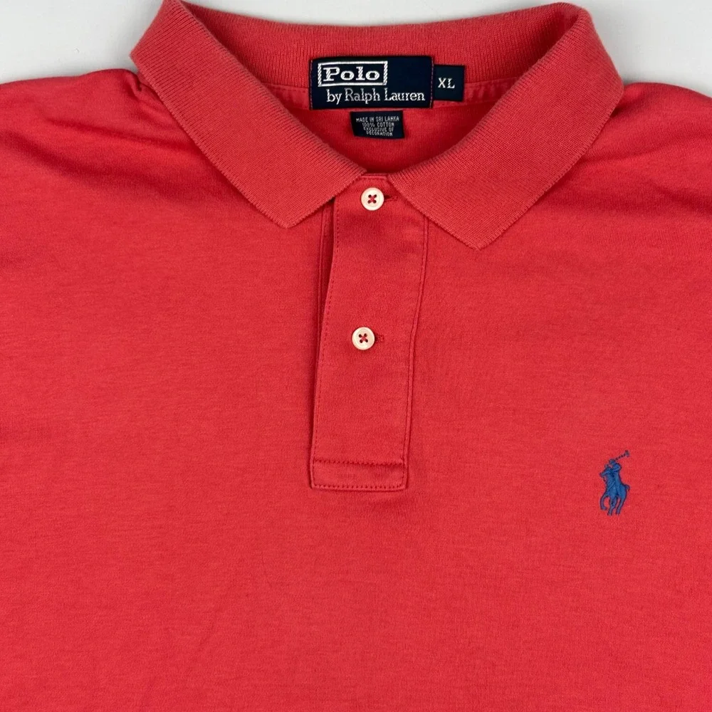 Polo Ralph Lauren Mens XL Red Short Sleeve Cotton Polo Shirt Blue Pony Logo
